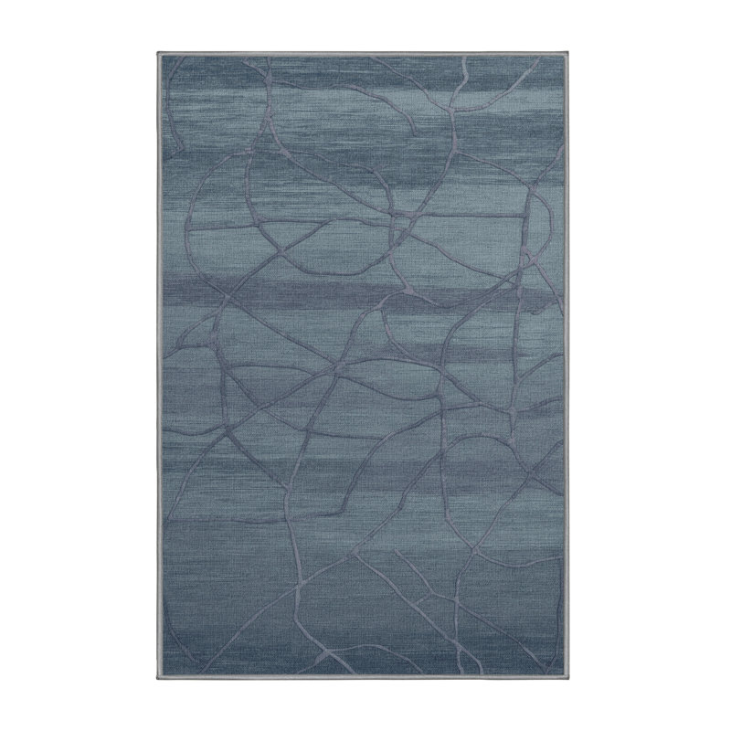 Machine Washable Abstract Gray Area Rug, Rectangle 2' x 3'