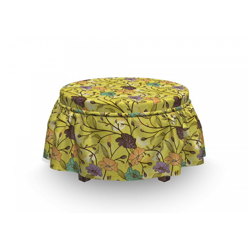 Housse pour repose-pieds en bois de fleurs rurales