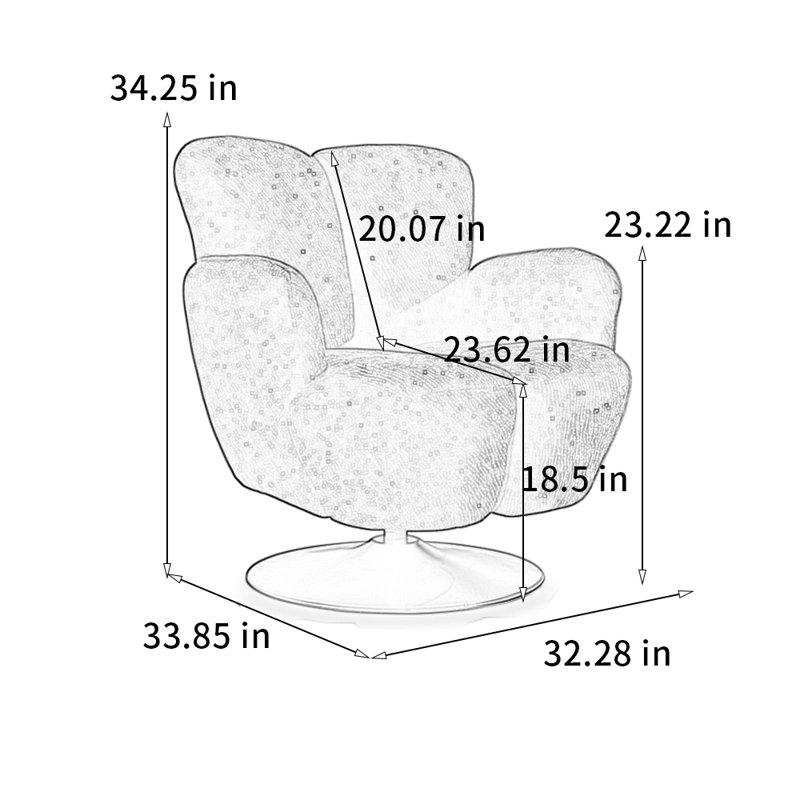 A 360° rotating U-shaped lounge chair, Green Chenille