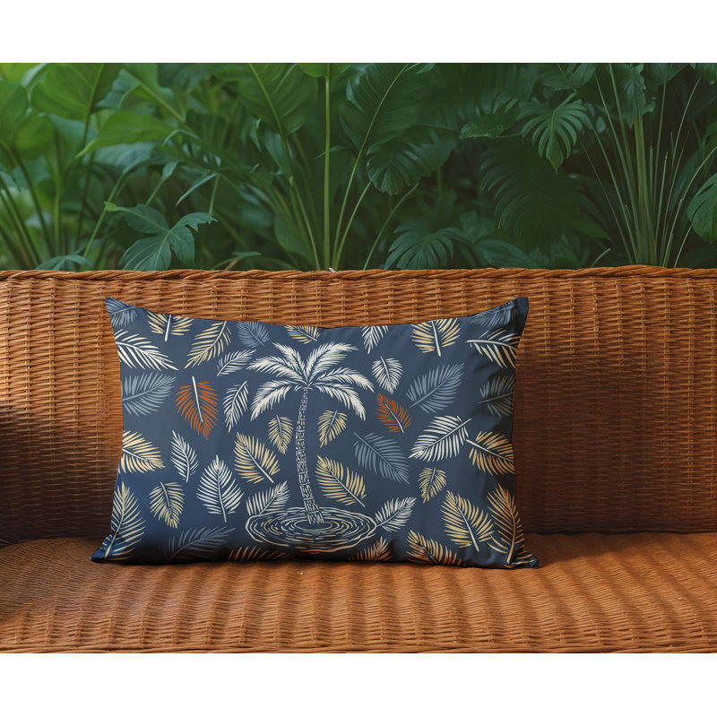 Oreiller rectangulaire réversible intérieur / extérieur Palmgroove Palm, Rectangle H 14 po x l 20 po, Gris