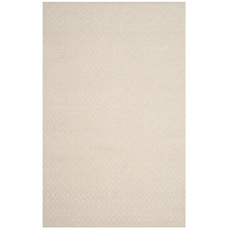 Bareen Geometric Handmade Tufted Wool/Cotton Area Rug in Ivory, Rectangle 8' x 10'