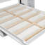 Grand lit escamotable, lit plateforme pliant avec armoires latérales, tablettes de rangement, tiroirs et bureau à DEL, blanc-411764703