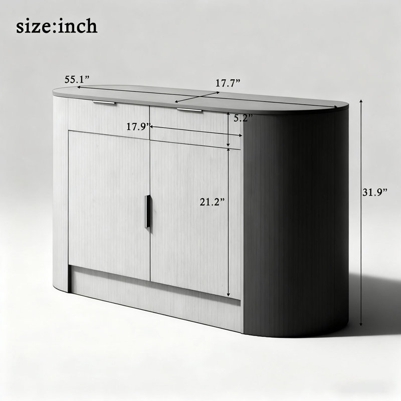 Armoire de rangement moderne 55,1 "avec 2 portes et 2 tiroirs, Marine