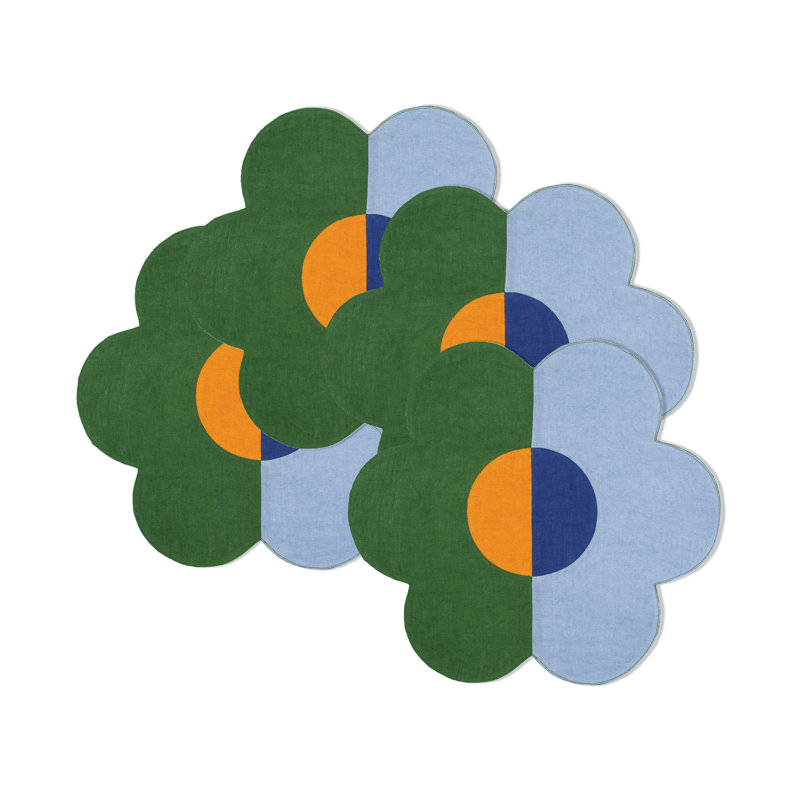 Floral Linen Patchwork Placemats in Blue/Green
