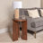 Glazed Stoneware Cylinder Lamp with Brown Stripes and Linen Shade