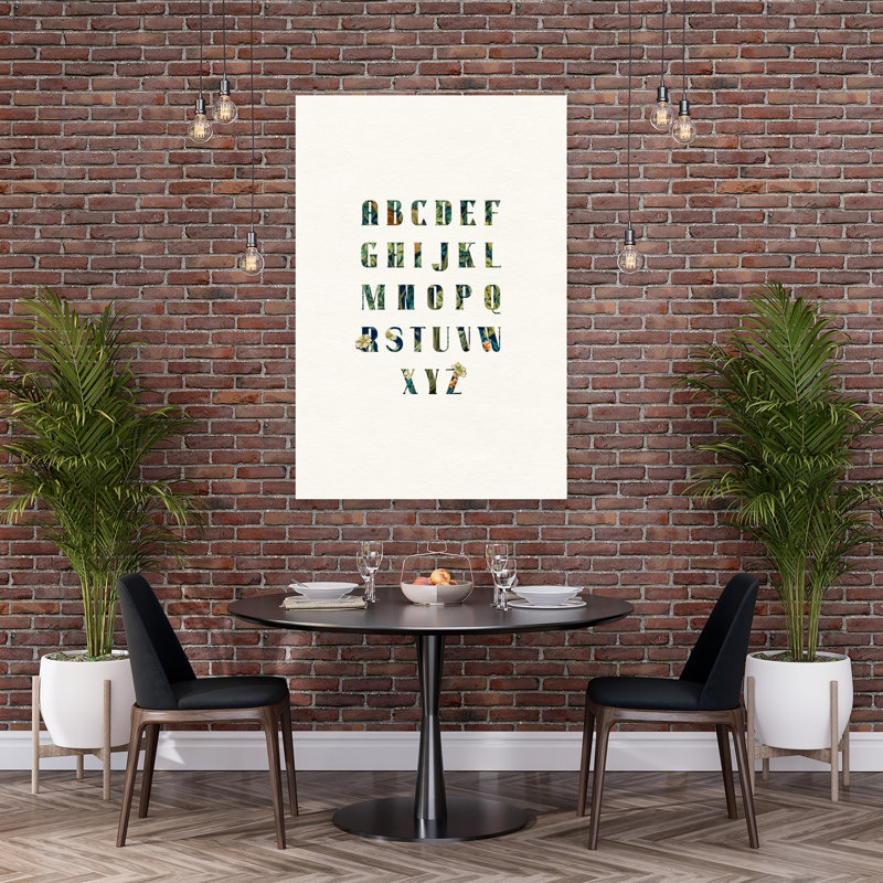 «Elegant Floral Alphabet Elegant Abstract Flower Nature», reproduction d'art murale, 60" H x 40" W