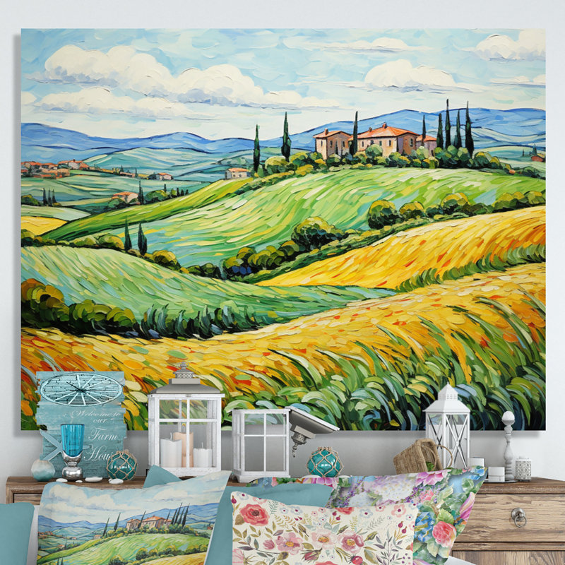 Vangogh Rolling Hills III - Vangogh Canvas Prints, 34" H x 44" W x 1.5" D, Wrapped Canvas