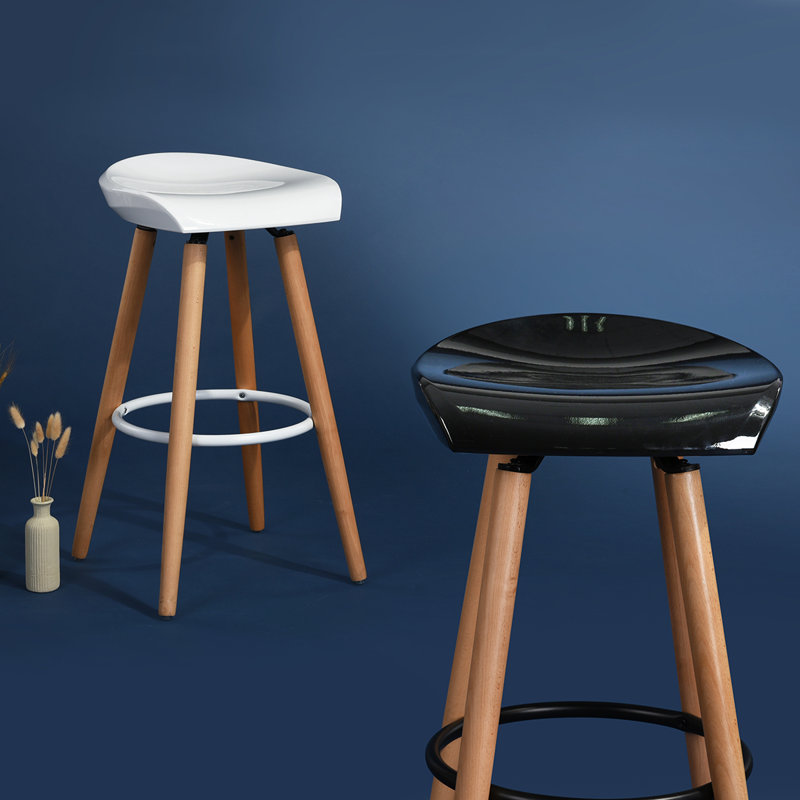 Aireen Bar Stool with Solid Wood Frame, Black