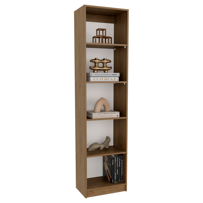 Bibliothèque Home Design mince avec 5 tablettes à niveaux, rangement vertical sur pied