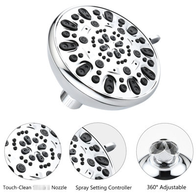 Spa à 7 réglages à double pomme de douche - Barre coulissante en acier inoxydable, tête d'abdos, fixation murale, corrosion, barre à débit de 1,8 gallon par minute, pluie 7 fonctions, débit, boyau de 59 po