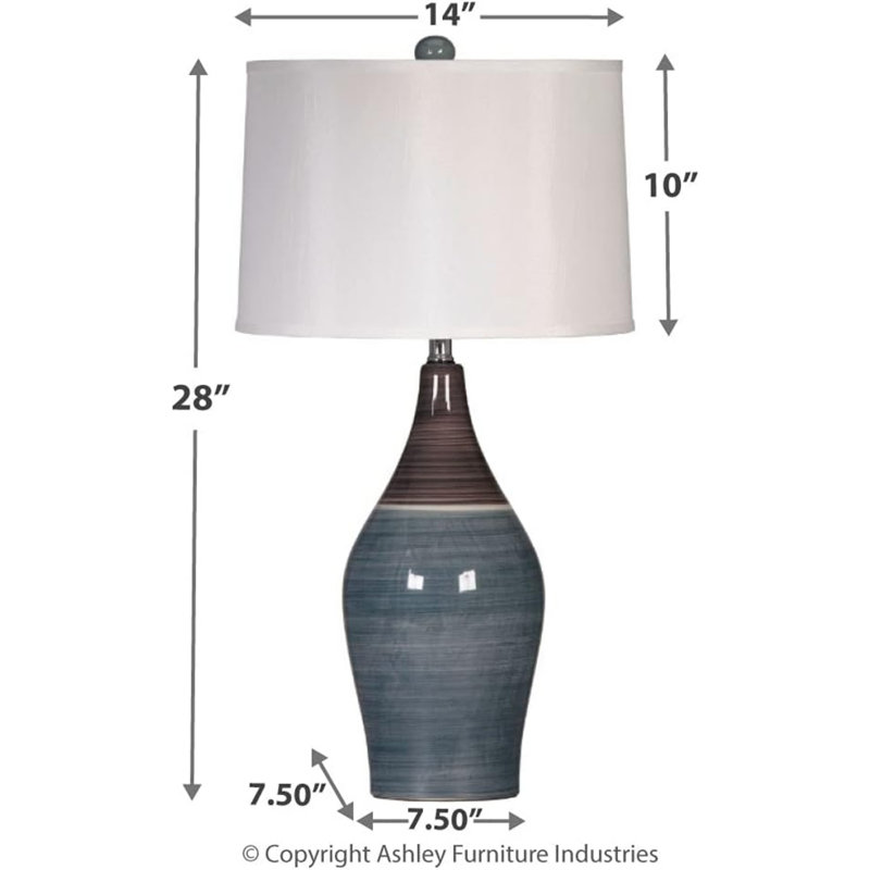 Lampe de table en céramique glacée, 2 pièces, 28 po, multicolore et gris