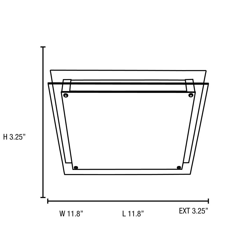 Plafonnier encastré DEL Retha, H 3,25 po x l 12 po x P 12 po