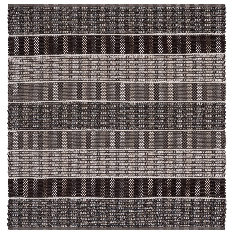 Braided 764 Hand Woven Cotton Pile Striped Rug, Rectangle 6' x 9'