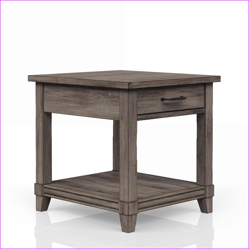 Table basse rustique gris avec tiroir de rangement & amp; Tablette, ports de chargement USB intégrés pour le salon