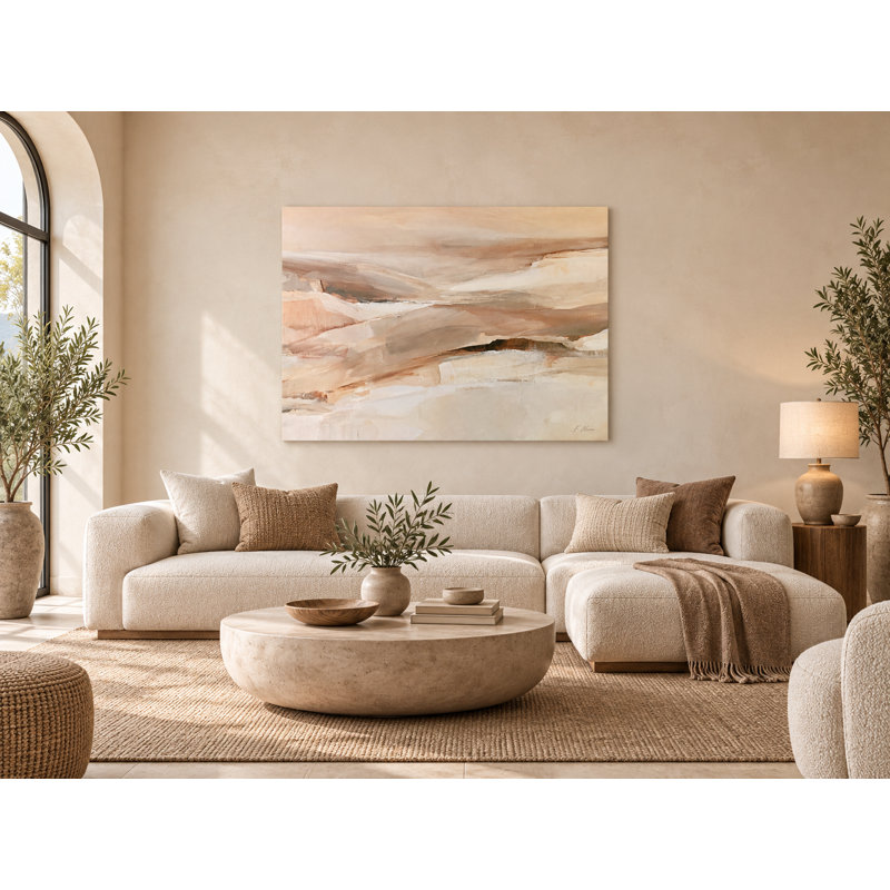 Toile murale abstraite en soie du désert, 36" H x 48" W x 1.5" D