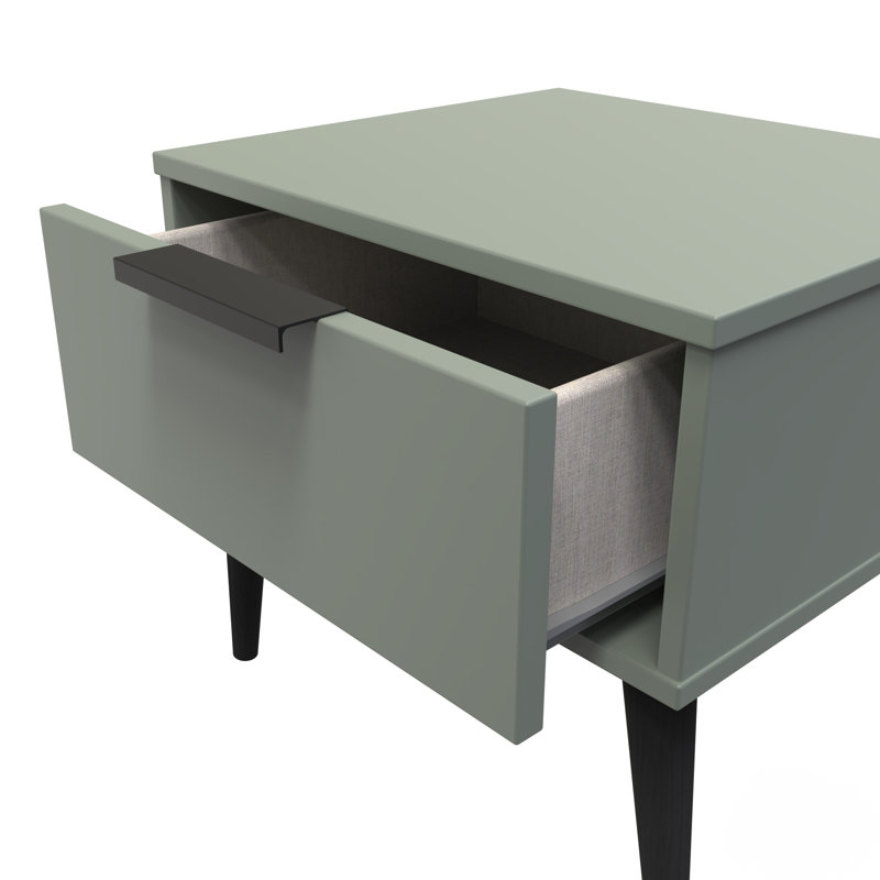 Turah 1 Drawer Bedside Cabinet (Ready Assembled), Reed Green