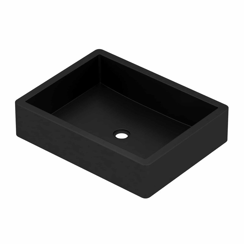 Nipomo Stone Handmade Rectangular Undermount Bathroom Sink, Charcoal