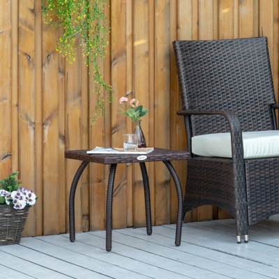 Table de bout carrée en rotin carré en osier toutes saisons, brun | Idée de cadeau