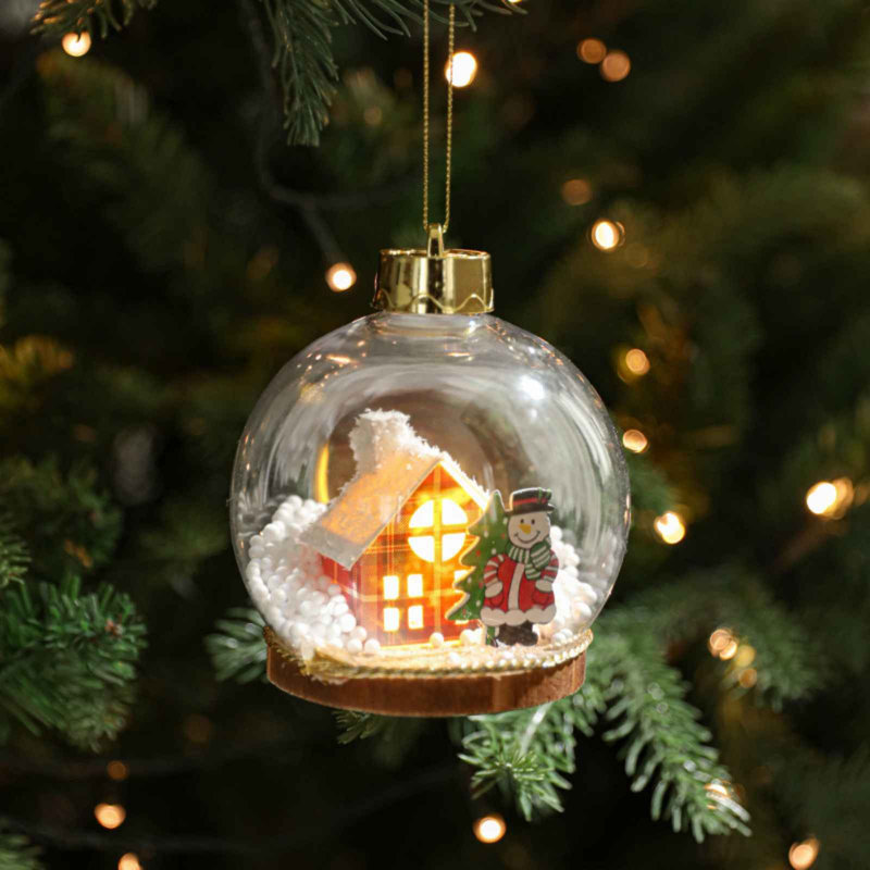 Décorations de Noël Décorations de lumières DEL de Noël Boules d'arbre de Noël Boules transparentes avec éclairage intérieur Guirlandes rondes