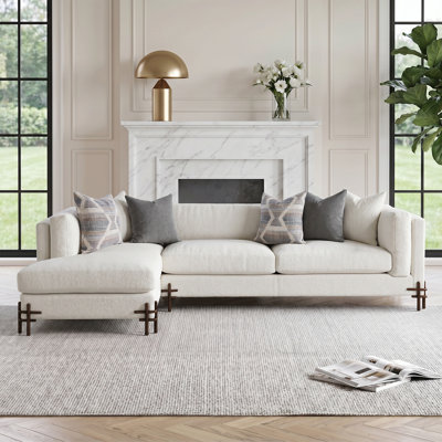 Canapé modulaire rembourré avec méridienne de 128 po et 6 coussins décoratifs en forme de L
