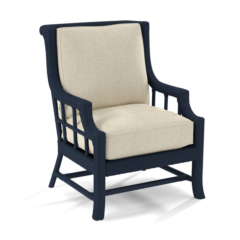 Lafayette Armchair, Navy, White Performance Fabric; 0851-94