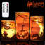 3 Pack Flickering LED Pillar Candles: Orange Glass, Spider Web/Pumpkin Decals, Battery Operated, Flameless, Real Wax
