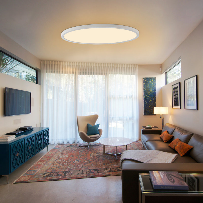 32in. White Dimmable Led Ceiling Light Flush Mount With Adjustabl 2700k/ 3000k/ 3500k/4000k/5000k