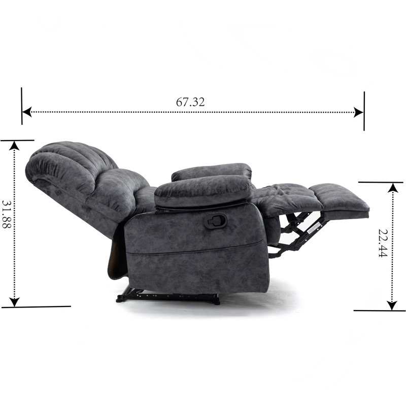 Waynette Recliner, Dark Gray Fabric