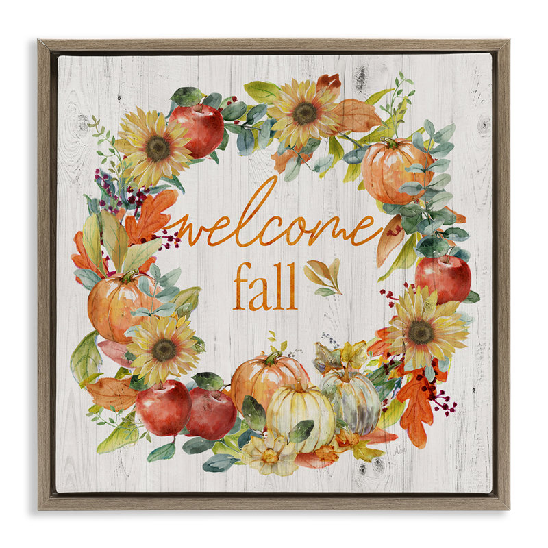 Welcome Welcome, citrouille, giclée par Nan, Cadre flottant orme Montalcino, H 18 po x l 18 po