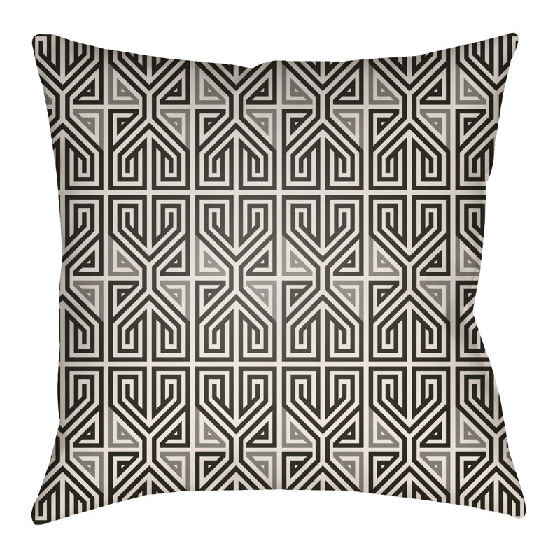 Geometric Outdoor Pillow Cover, 16" x 16", Hot Pink/Tangerine