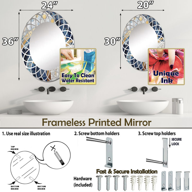 Miroir mural Zilah, 30 po x 20 po