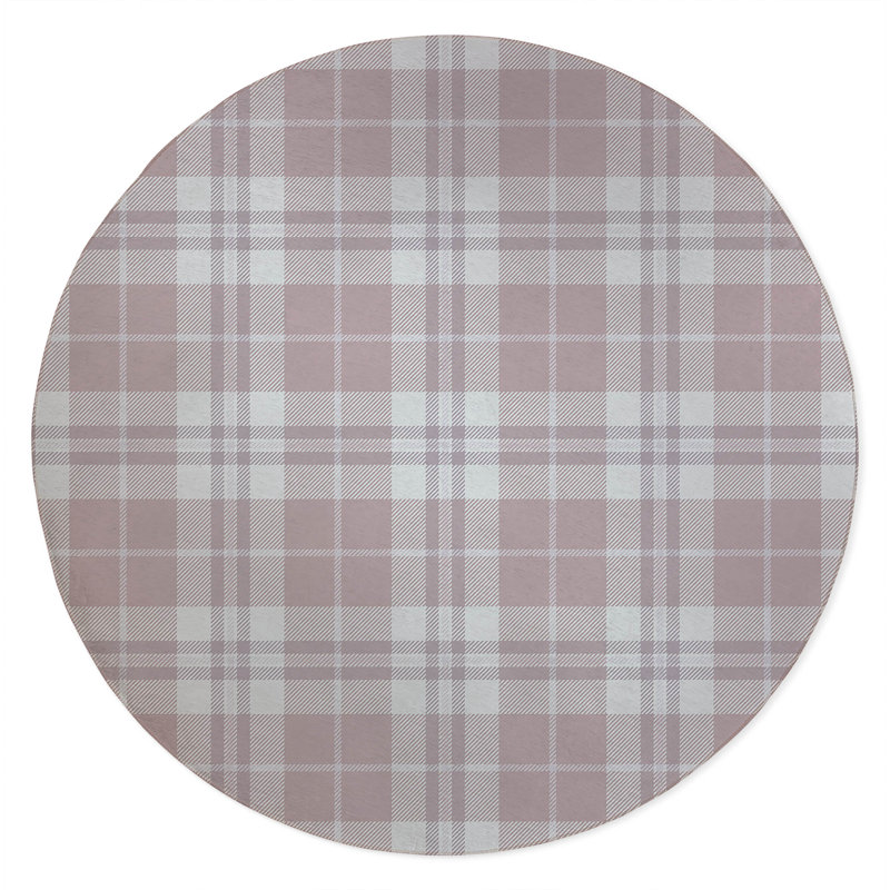 Tartan Block Non-Slip Outdoor Rug, Round 5'