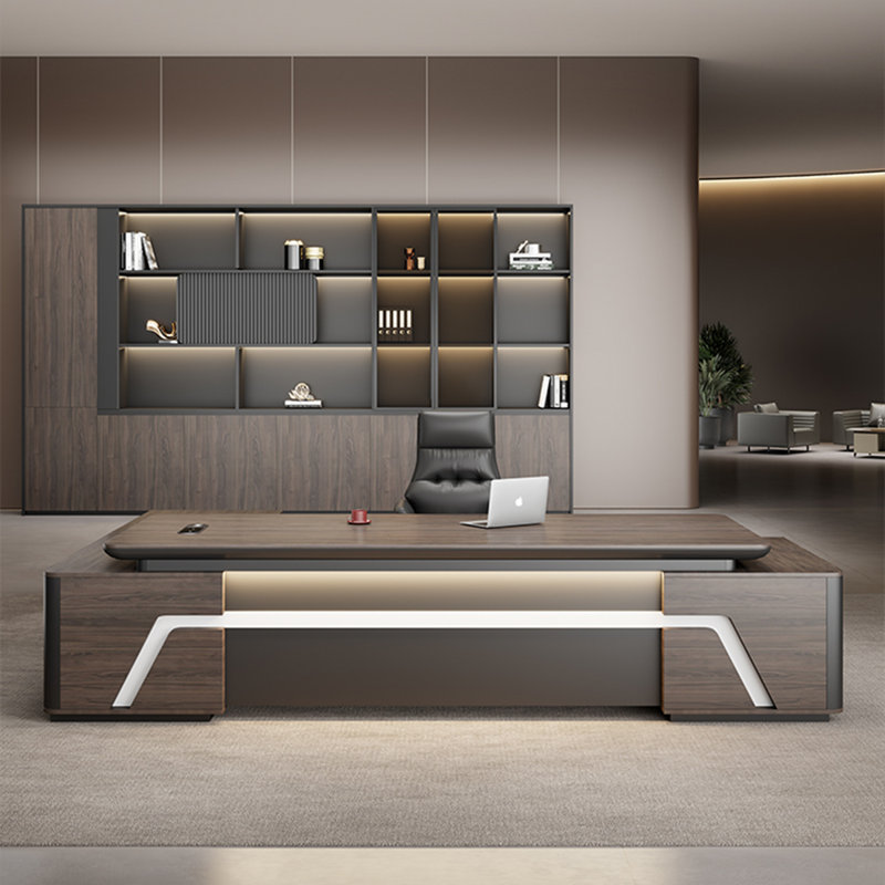 Bureau 78,74 po moderne en forme de L en bois manufacturé brun, H 29,53 po x l 78,74 po x P 62,99 po