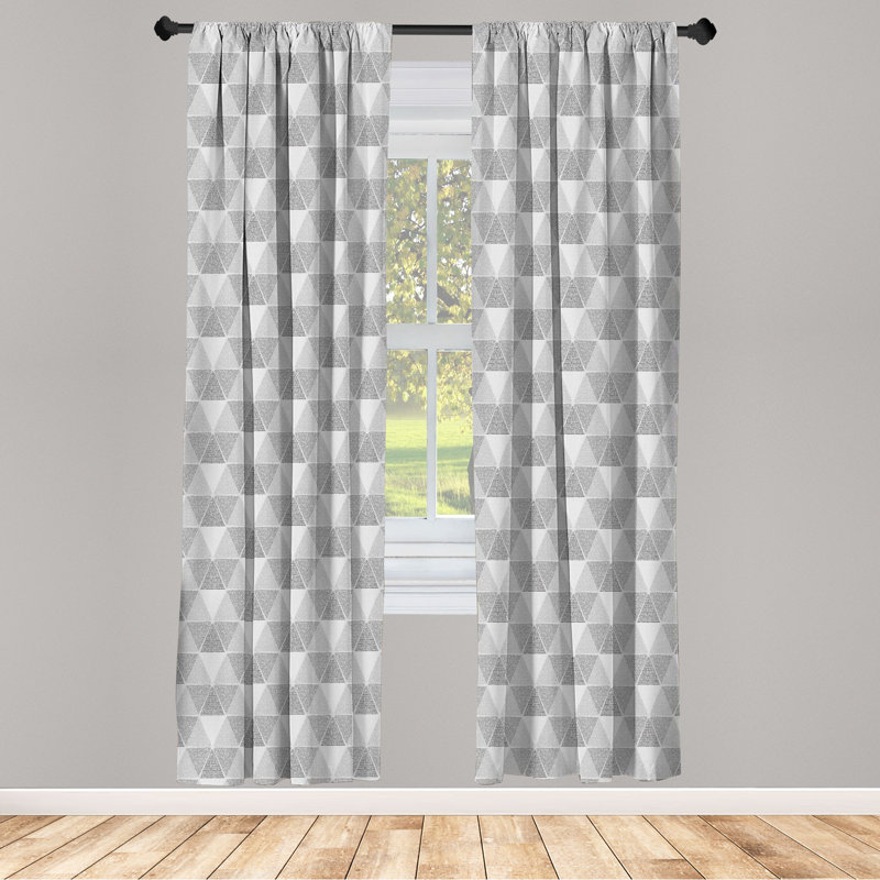 Ebern Designs Geometric Curtains, Grungy Greyscale Tones, Pair of 28"x84", Pale Grey Dark Taupe, L 28 po x L 63 po
