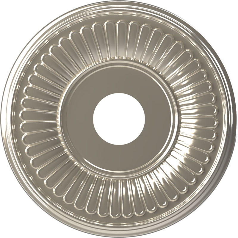Médaillon de plafond Berkshire en PVC thermoformé, Chrome brillant, H 19 po x l 19 po x P 1 po