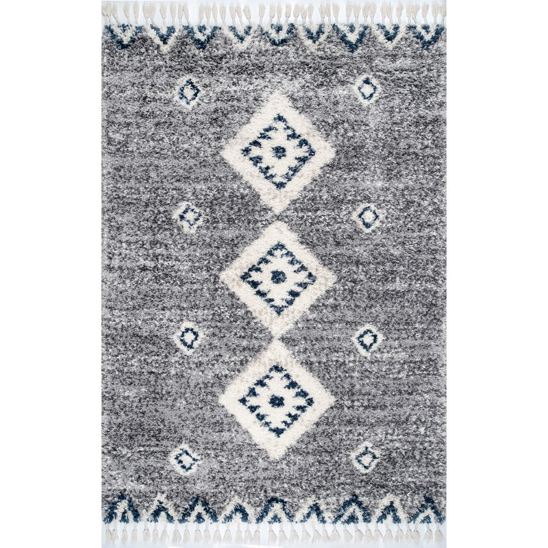 Geometric Gray Area Rug, Rectangle 3' x 5'