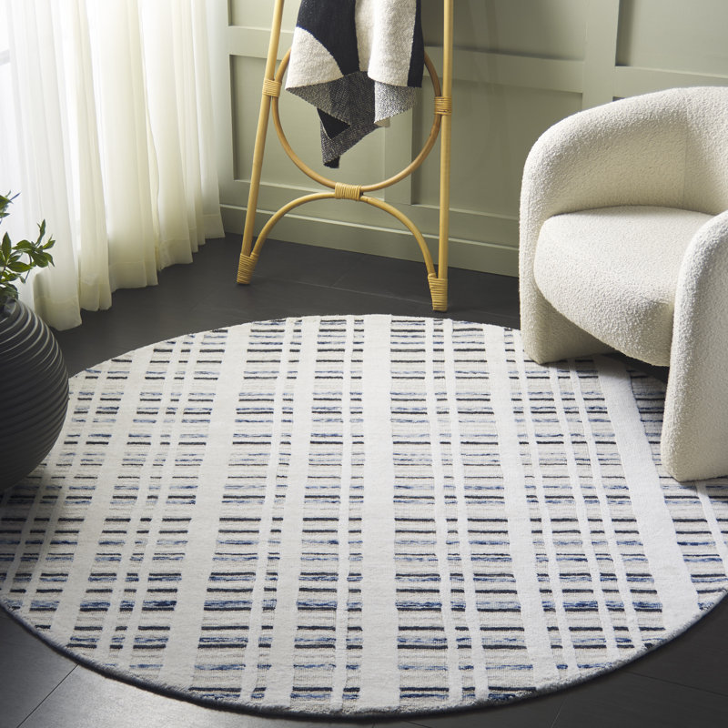Fanessa 651 Area Rug In Dark Grey / Ivory, Round 6'