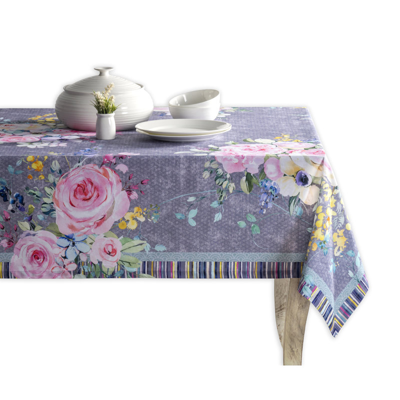 Floral 100% Cotton Tablecloth, 108" L x 60" W