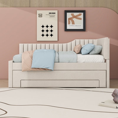 Upholstered Daybed with Trundle and Drawers