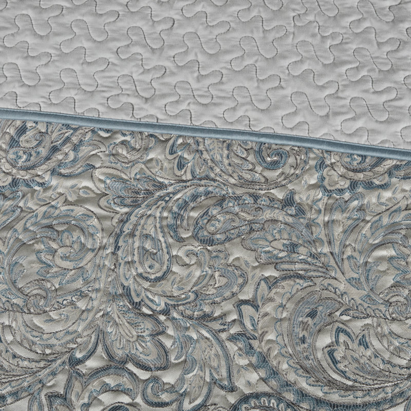 Couvre-lit très grand bleu sarcelle avec 2 coussins - 100%, envers en microfibre, rembourrage en coton, motif cachemire séduisant, taies décoratives lavables à la machine, motif magnifique