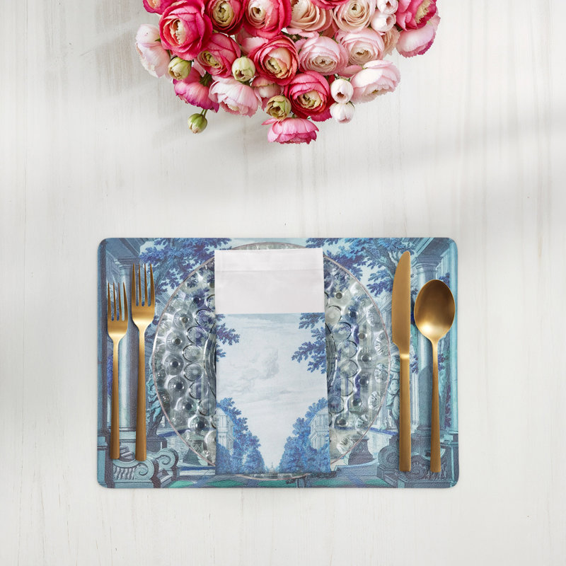 Dimanche A Paris Cotton Blend Square Napkins, Cerulean