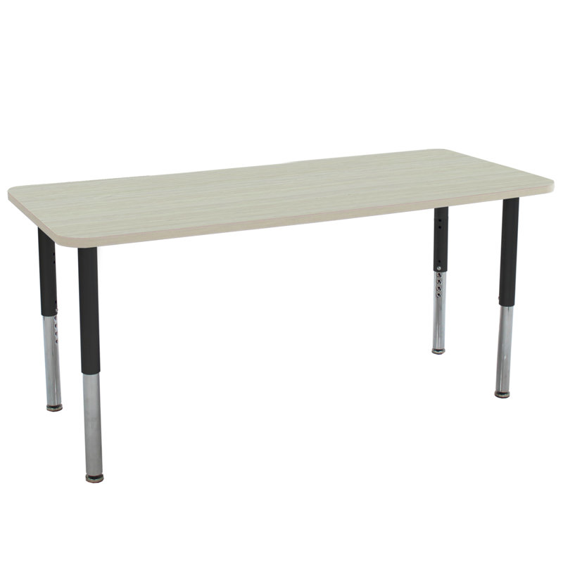 Table d'activité rectangulaire avec pieds réglables La Madera, 24 po x 72 po, Sable asiatique / noir, Super