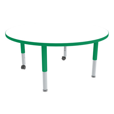 Preschool Collaborative Whiteboard 46.5" Adjustable Height Circular Activity Table with Casters