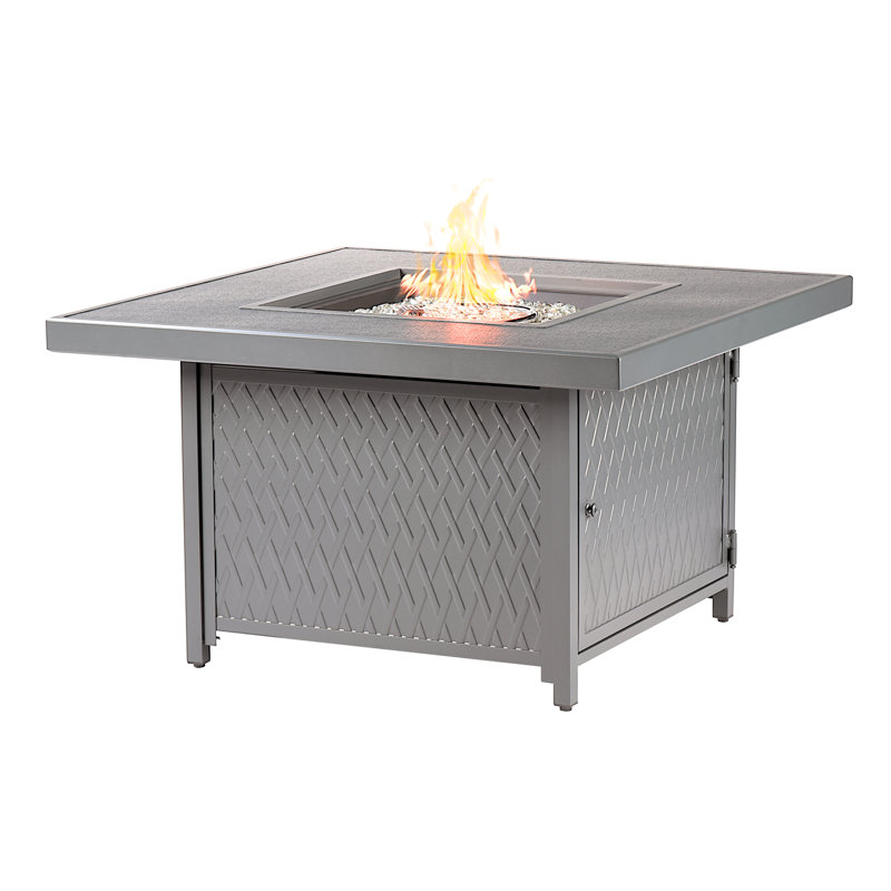 Margarett Square Aluminum Smokeless Fire Pit Table with Hidden Fuel Tank, Gray