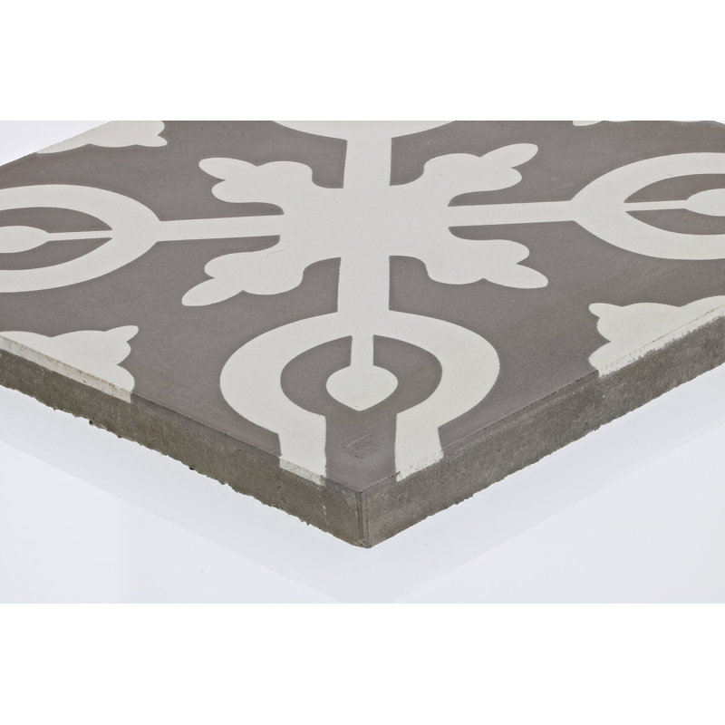 Carreau de ciment espagnol pour mur et plancher 8 po x 8 po Remy, Bleu frais / gris chaud