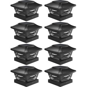 Black Solar Powered Integrated LED Fence Post Cap Light