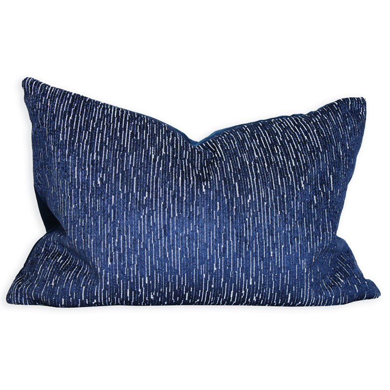 Striped Feather Throw Pillow, Navy