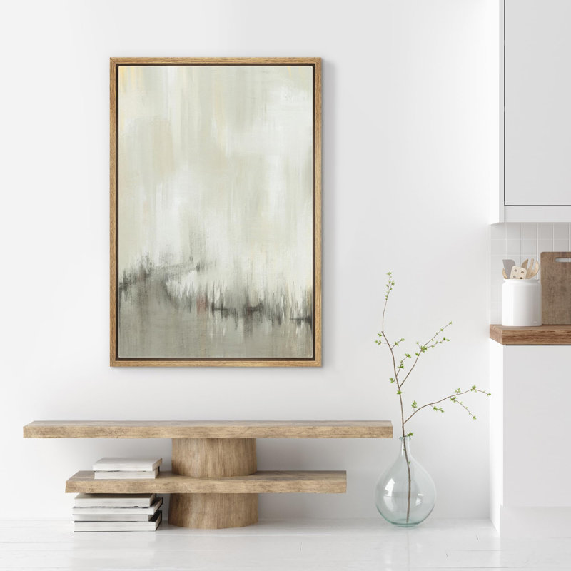 Impression sur toile abstraite gris et blanc, Cadre flottant naturel, H 36 po x l 24 po x P 1,5 po