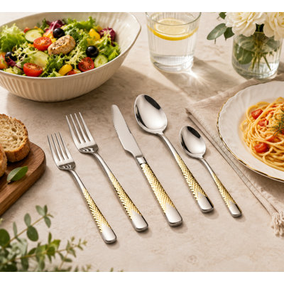 40-Piece Gold Silverware Set Stainless