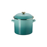 Le Creuset Enamel-On-Steel Stockpot With Gold Rim, 12 Qt. - Bleu Riviera
